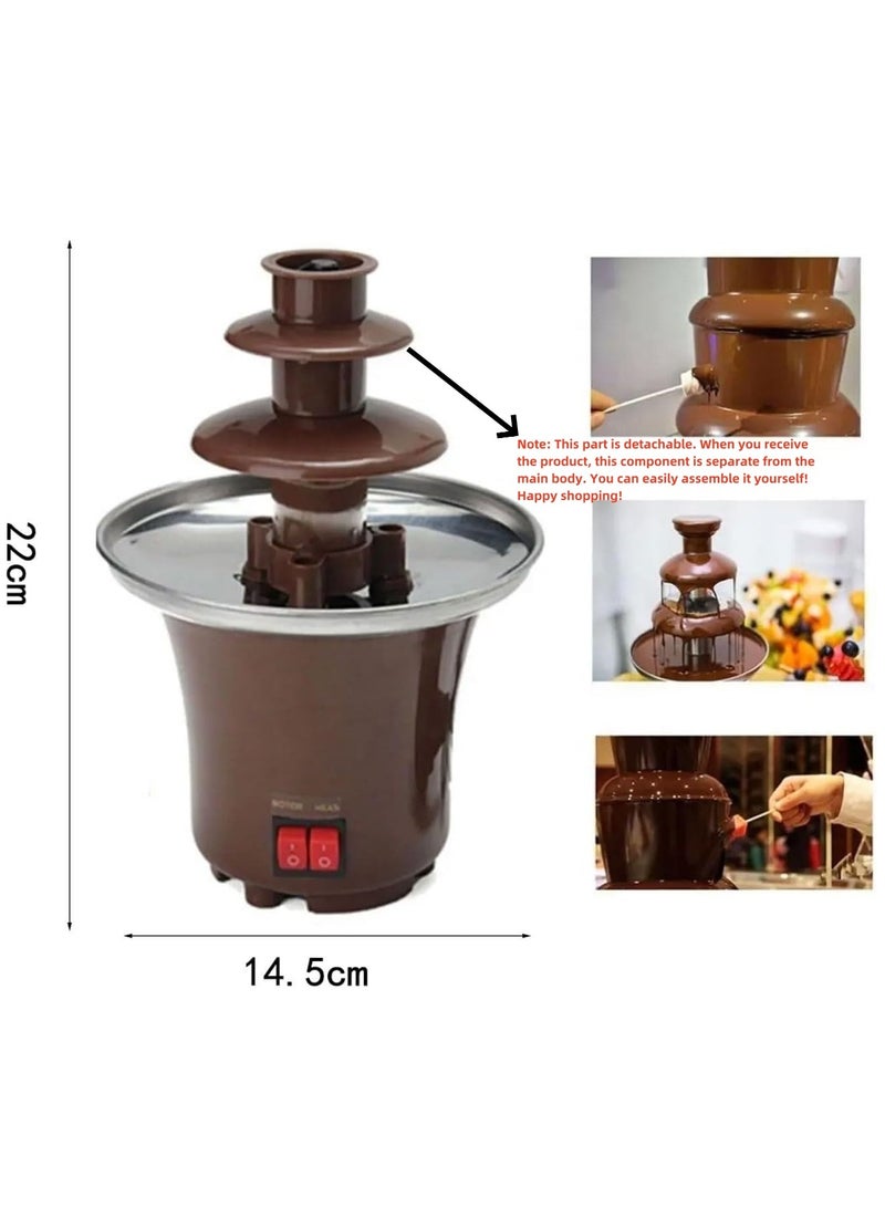 آلة نافورة الشوكولاتة المنزلية بثلاث طبقات، برج شوكولاتة دافئ، ضرورية لحفلات الزفاف وأعياد الميلاد والمناسبات - Image 3